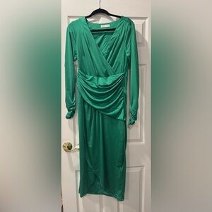 City Chic Vibrant Green Long Sleeve Dress